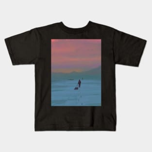 Almost There - Snowy Landscape Digital painting Kids T-Shirt